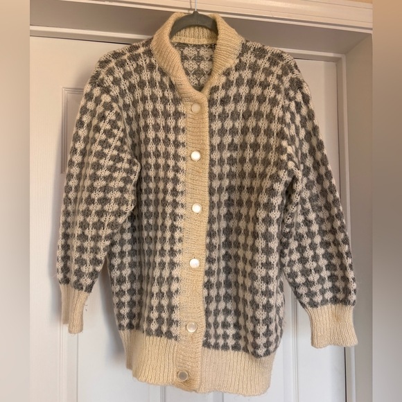Cozy Cream and Brown Women's Cardigan Sweater - Picture 7 of 7